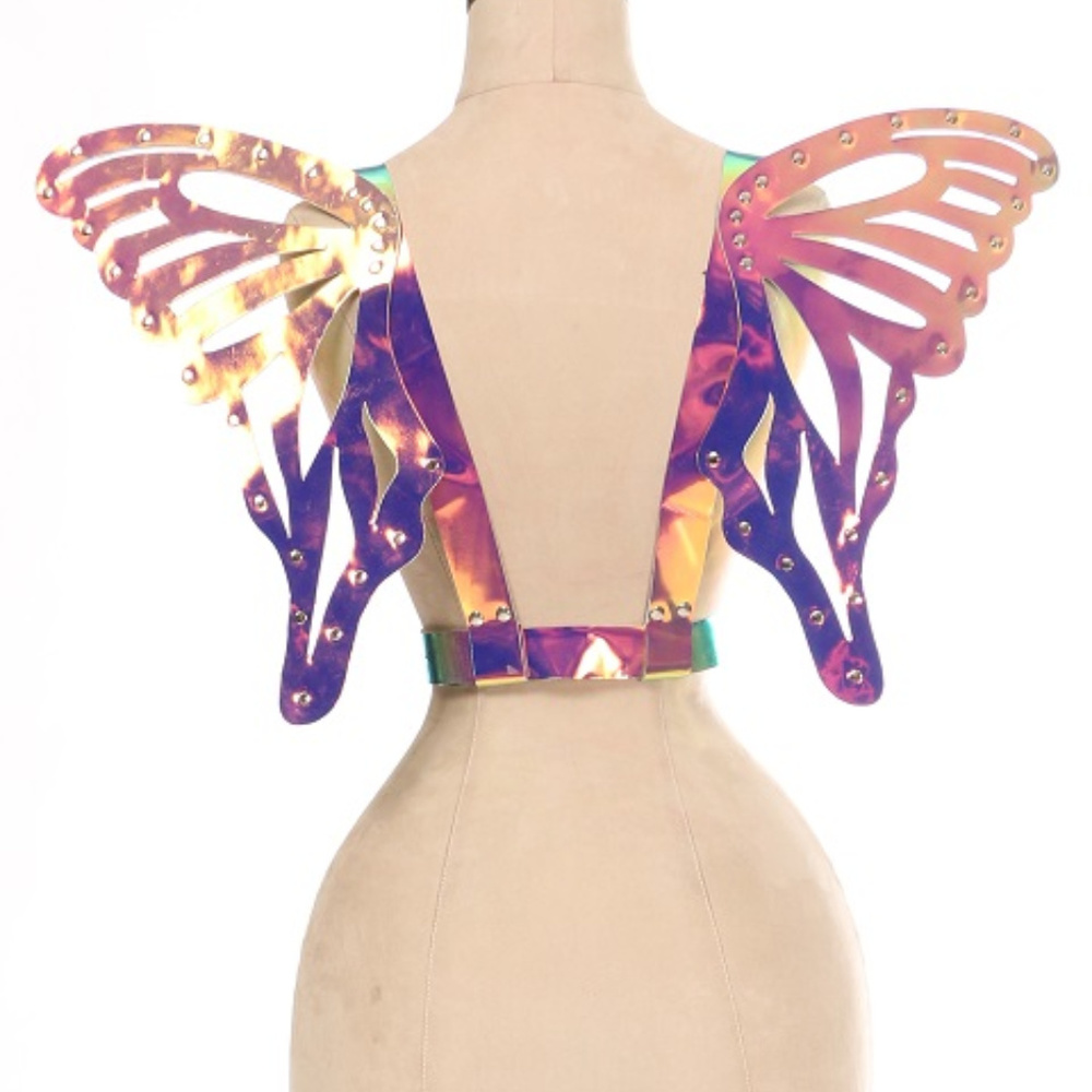 Daisy Corsets Rainbow Holo Body Harness w/wings - Picture 3 of 4